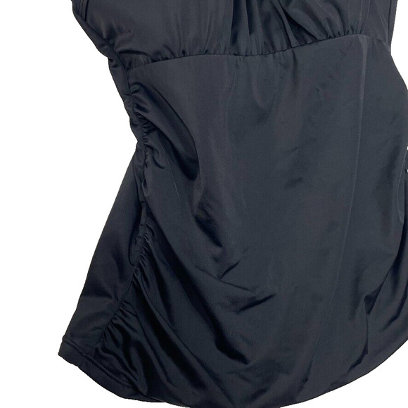 Lands' End Swim Top Tankini Black‎ Ruched Size 14 - Picture 3 of 8
